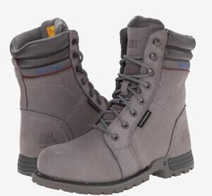 Caterpillar Womens Echo Waterproof Steel Toe Boots 7 Grey Blue Leather Work